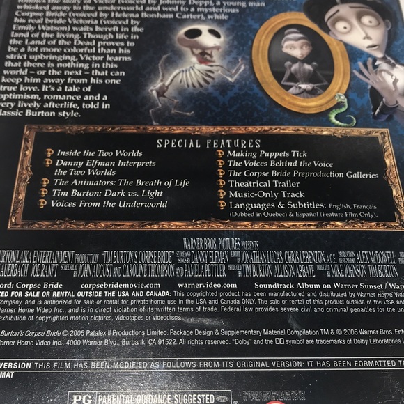 ✨Sold✨Corpse Bride DVD Full Screen Edition Tim Burton - Picture 7 of 10
